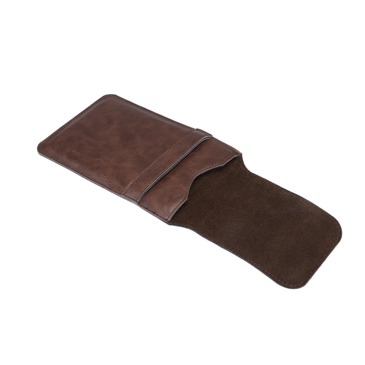 Men's Waist Bag Leather Phone Pouch Mobile Phone Case Bag, Fit for 4.8-6.3 Inches Smart Phones - Brown-4