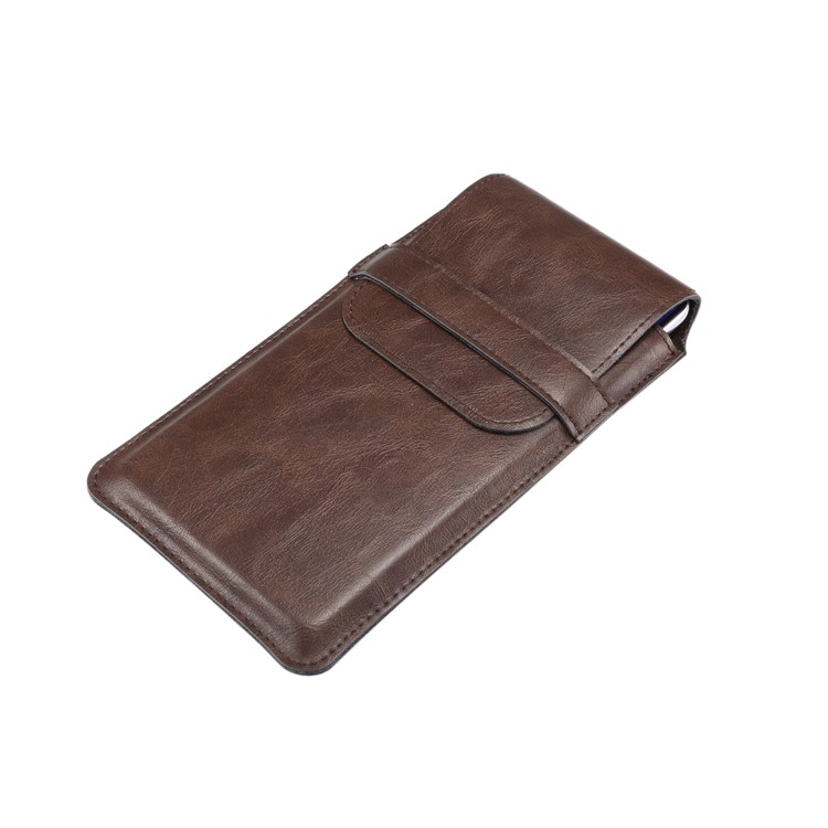 Men's Waist Bag Leather Phone Pouch Mobile Phone Case Bag, Fit for 4.8-6.3 Inches Smart Phones - Brown-5