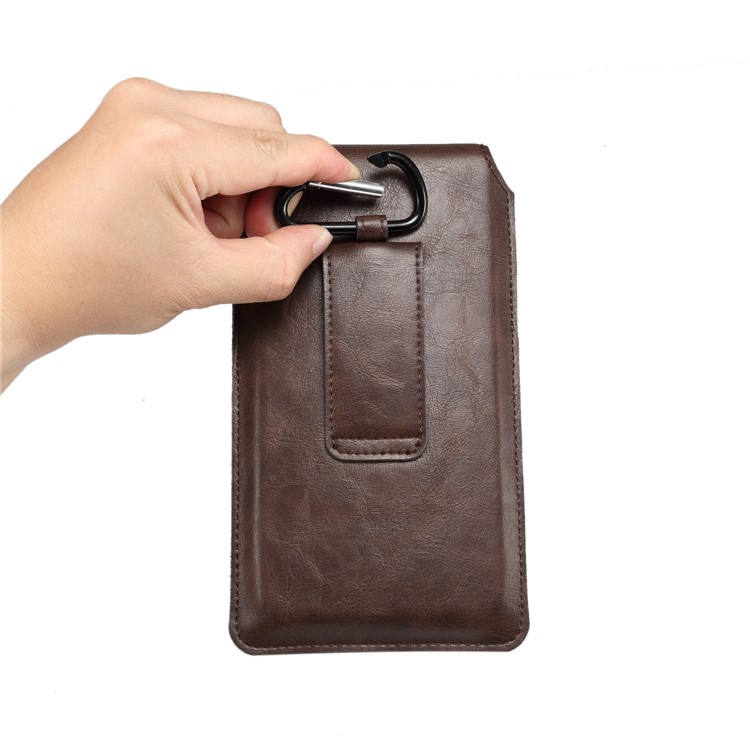 Men's Waist Bag Leather Phone Pouch Mobile Phone Case Bag, Fit for 4.8-6.3 Inches Smart Phones - Brown-6