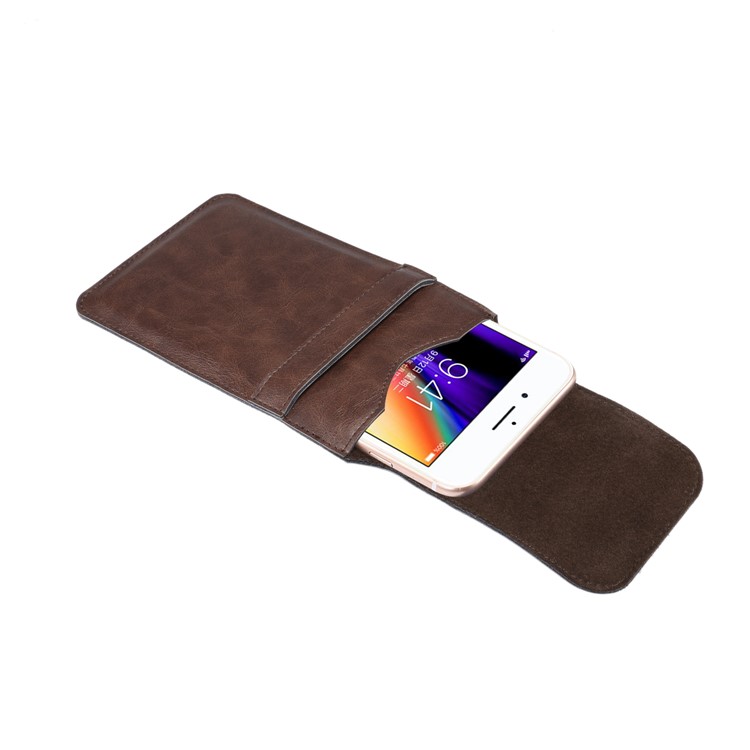 Men's Waist Bag Leather Phone Pouch Mobile Phone Case Bag, Fit for 4.8-6.3 Inches Smart Phones - Brown-8