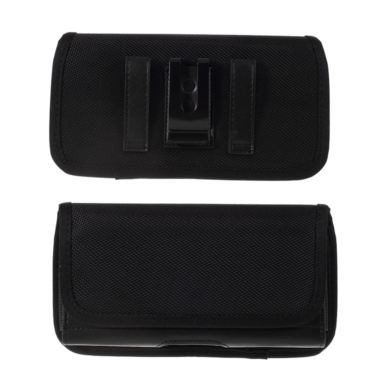 Universal Clip Hanging Waist Bag Card Holder Pouch Leather Phone Case for 5.5 inch Smartphones - All Black-1