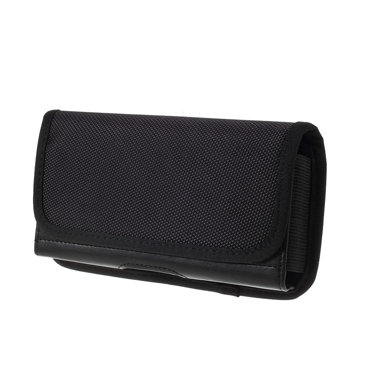 Universal Clip Hanging Waist Bag Card Holder Pouch Leather Phone Case for 5.5 inch Smartphones - All Black-3