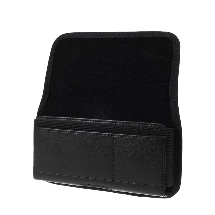 Universal Clip Hanging Waist Bag Card Holder Pouch Leather Phone Case for 5.5 inch Smartphones - All Black-4