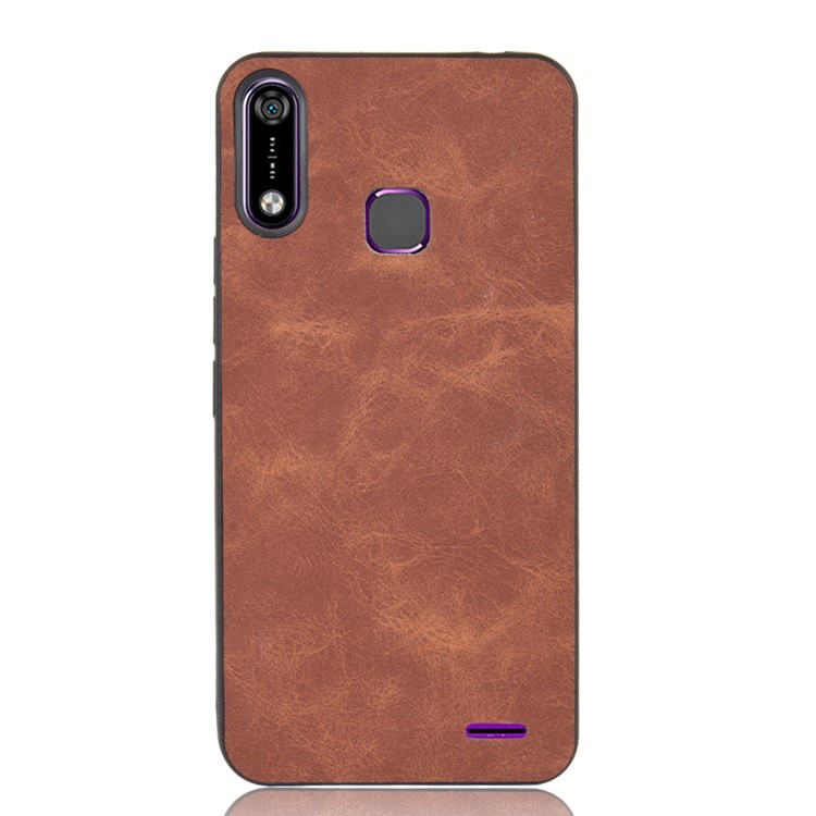 PU Leather Coated TPU + PC Hybrid Phone Casing for Infinix Hot 7 X624 - Brown-2