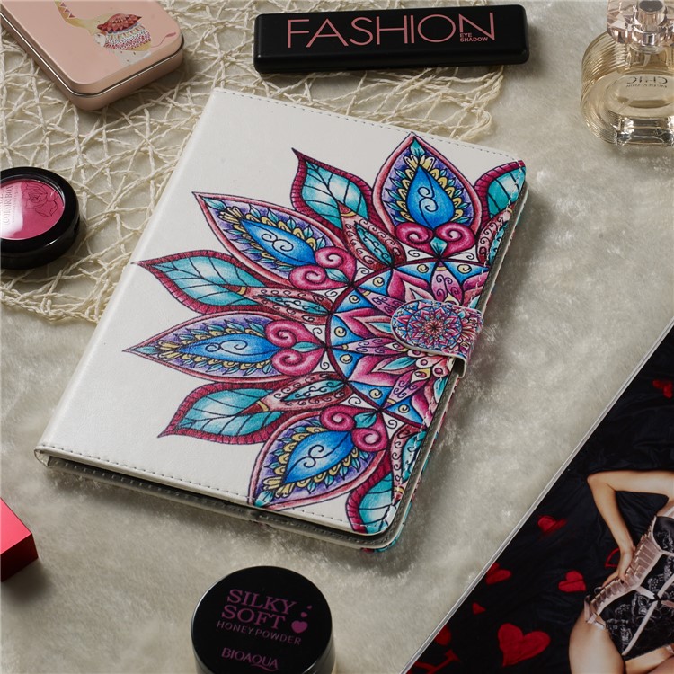 Brieftasche Aus Leder Mit Musterdruck Für 10-Zoll-Tablet-PC - Kolorierte Blume-5