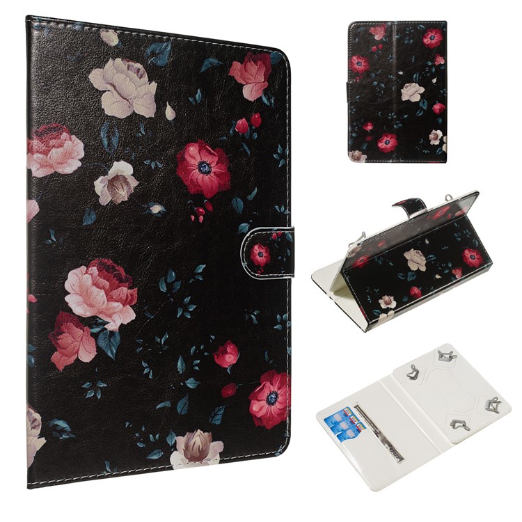 Impressão Padrão Universal Carteira De Couro Para 10 Polegadas Tablet PC - Flores Vivas-1