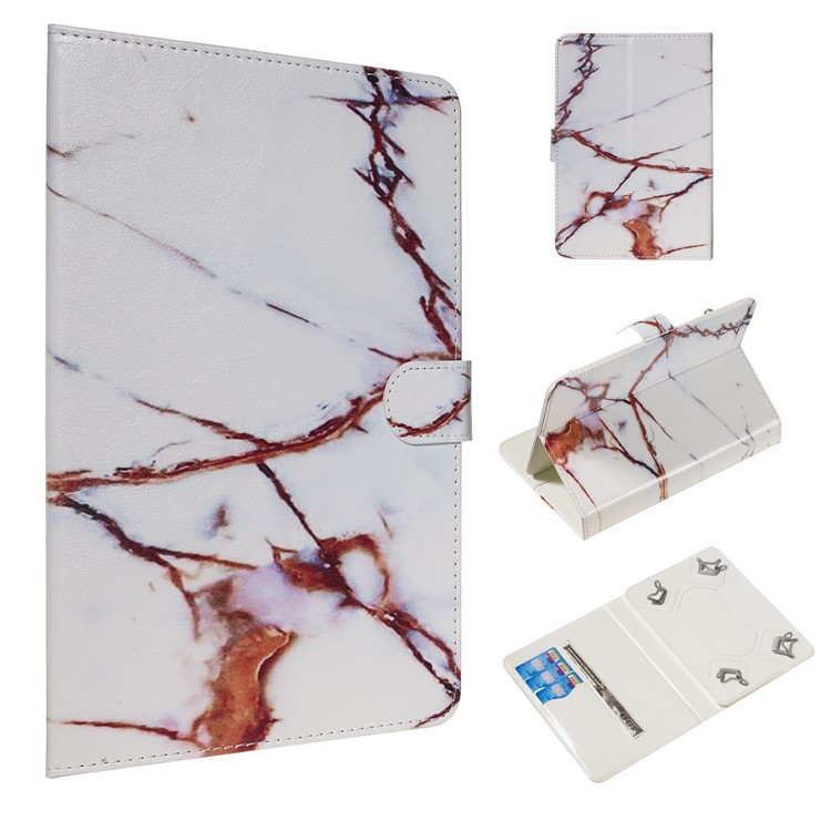 Etui Portefeuille Universel En Cuir Pour PC Tablette 10 Pouces - Marbre Blanc-1