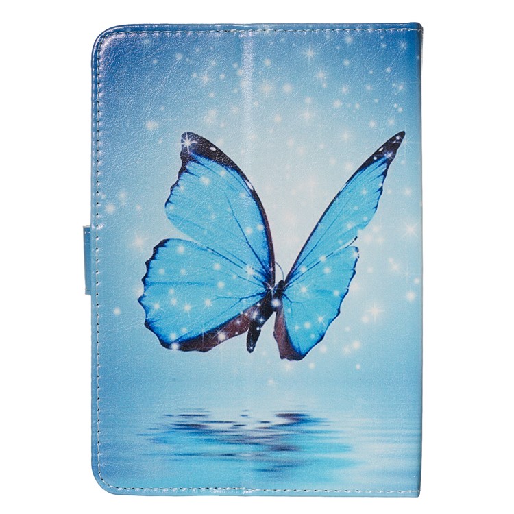 Pattern Printing Universal Leather Wallet Case for 10-inch Tablet PC - Blue Butterfly-2