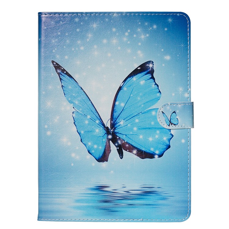 Pattern Printing Universal Leather Wallet Case for 10-inch Tablet PC - Blue Butterfly-4