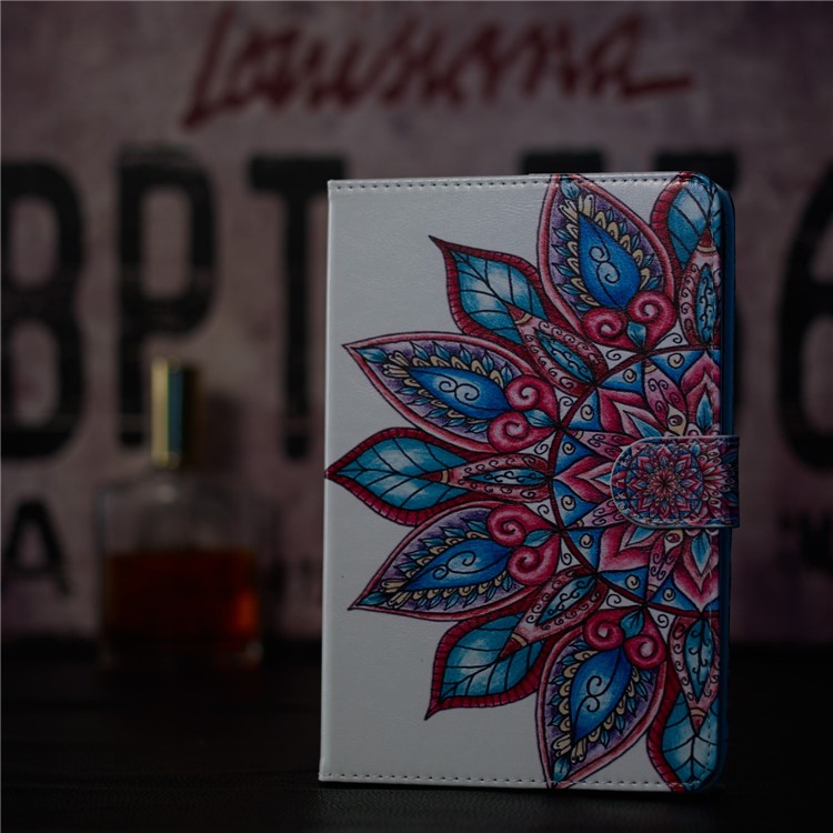 Pattern Printing Universal Leather Wallet Case for 8-inch Tablet PC - Colorized Flower-6