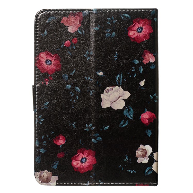 Musterdruck Universal Leder Brieftasche Hülle Für 8-zoll-tablet-pc - Lebendige Blumen-2