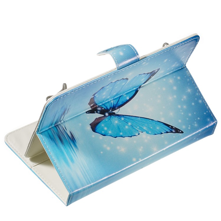 Brieftasche Aus Leder Mit Musterdruck Für 8-Zoll-Tablet-PC - Blauer Schmetterling-3