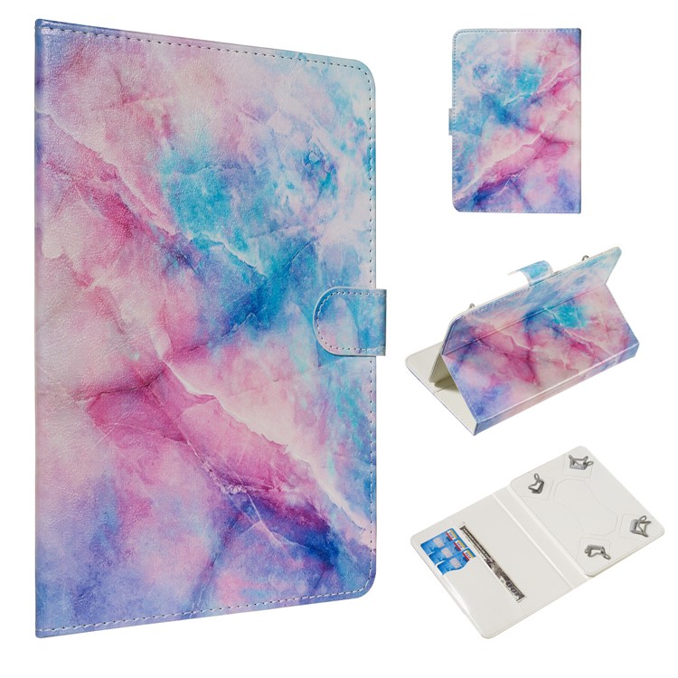 Pattern Printing Universal Leather Wallet Case for 7-inch Tablet PC - Colorful Marble-1