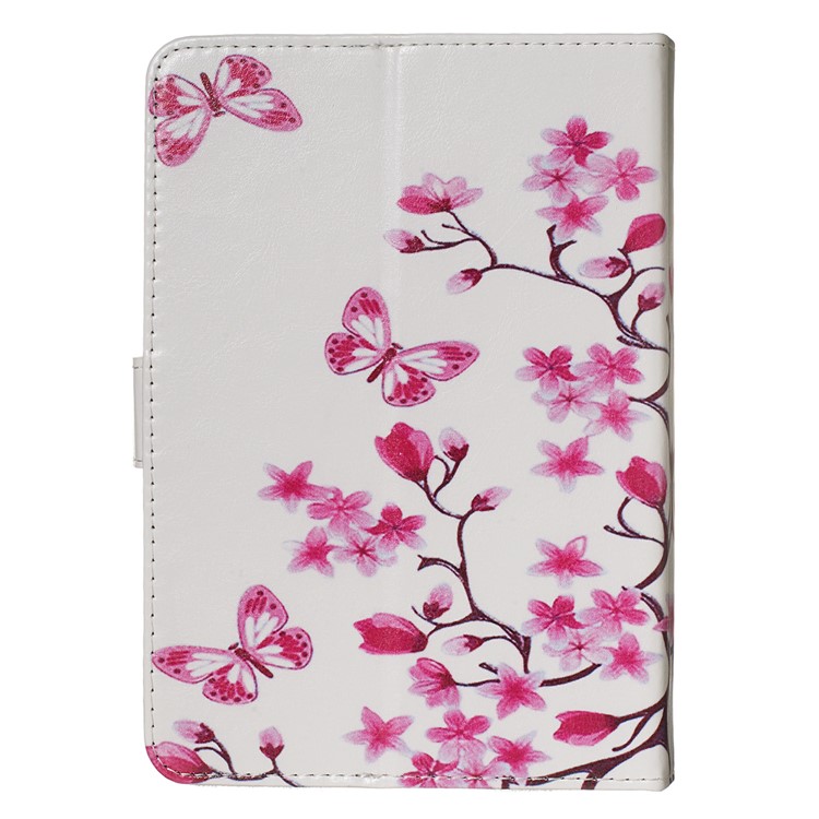 Pattern Printing Universal Leather Wallet Case for 7-inch Tablet PC - Flower and Butterfly-2