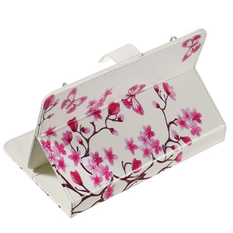 Pattern Printing Universal Leather Wallet Case for 7-inch Tablet PC - Flower and Butterfly-3