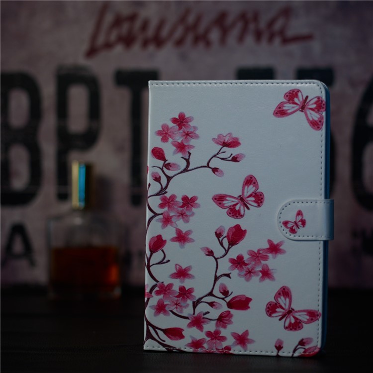 Pattern Printing Universal Leather Wallet Case for 7-inch Tablet PC - Flower and Butterfly-6