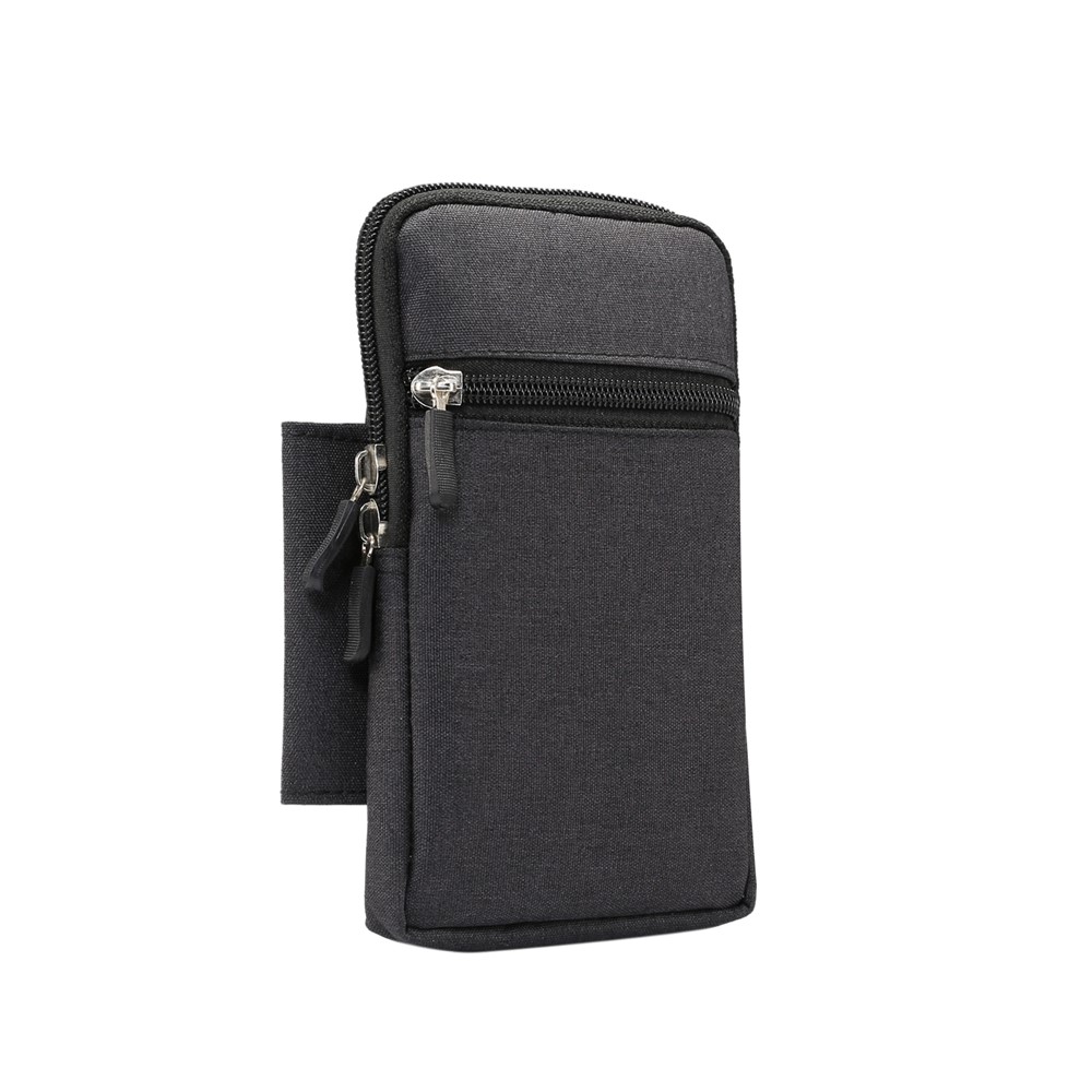 Denim Canvas Waschable Zipper -telefonbeutel Tasche, Interne Größe: 10 x 17 x 2,5 cm - Schwarz