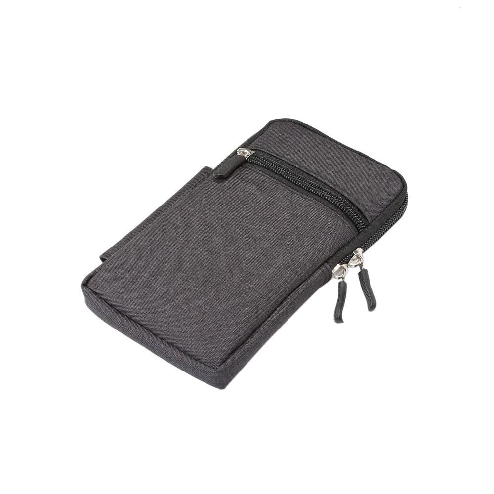 Denim Canvas Waschable Zipper -telefonbeutel Tasche, Interne Größe: 10 x 17 x 2,5 cm - Schwarz