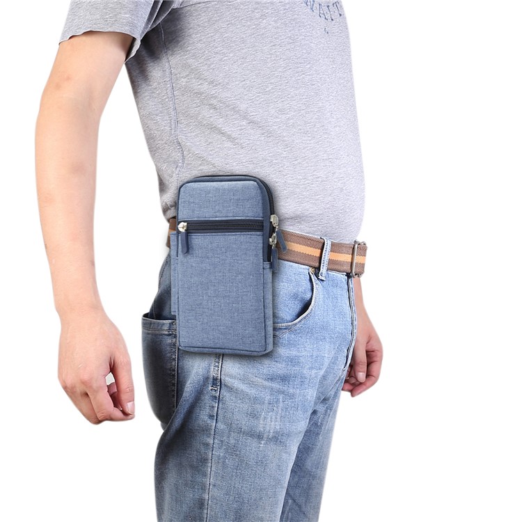 Riñonera Lavable De Lona Con Cremallera Para Teléfono, Tamaño Interno: 10 X 17 X 2.5 Cm - Azul-11