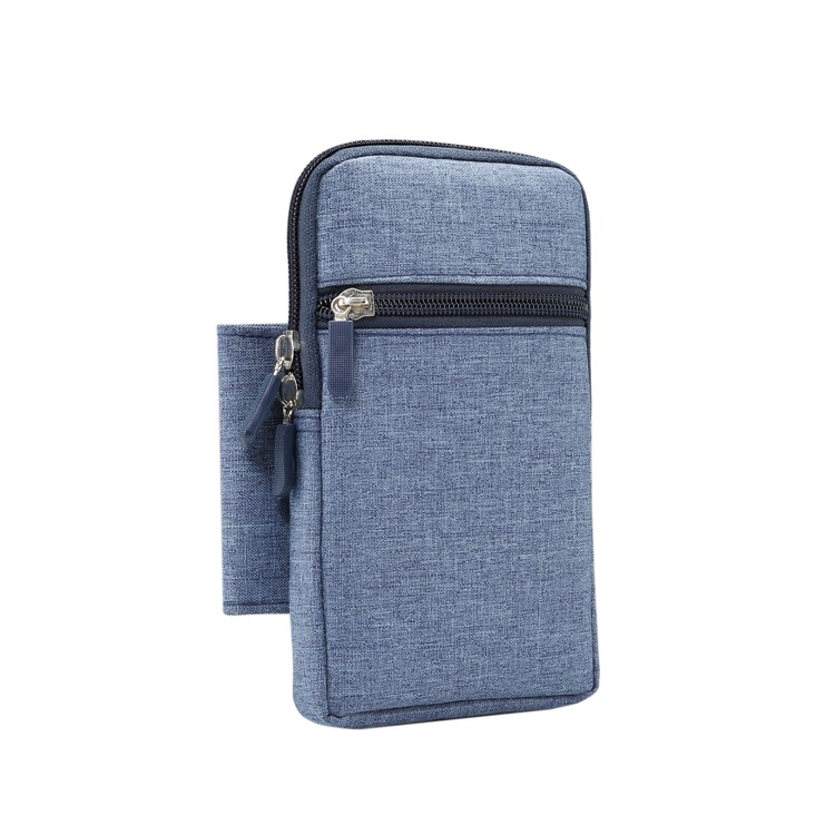 Riñonera Lavable De Lona Con Cremallera Para Teléfono, Tamaño Interno: 10 X 17 X 2.5 Cm - Azul-2