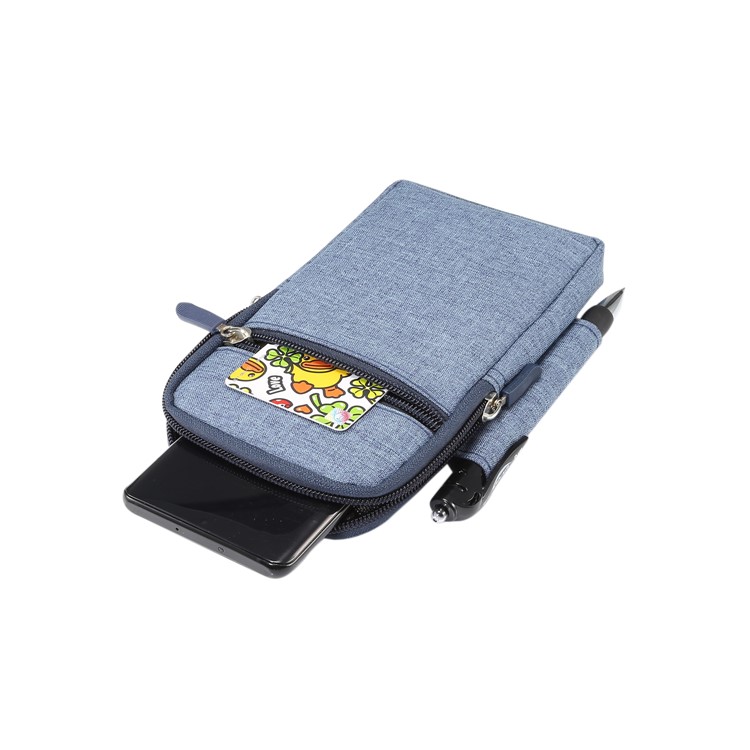 Riñonera Lavable De Lona Con Cremallera Para Teléfono, Tamaño Interno: 10 X 17 X 2.5 Cm - Azul-4
