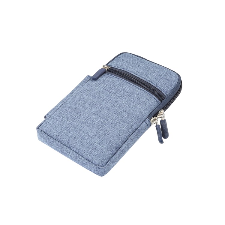 Riñonera Lavable De Lona Con Cremallera Para Teléfono, Tamaño Interno: 10 X 17 X 2.5 Cm - Azul-5
