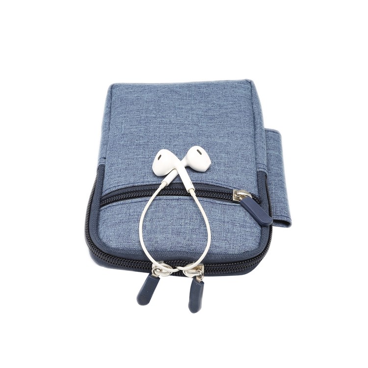 Riñonera Lavable De Lona Con Cremallera Para Teléfono, Tamaño Interno: 10 X 17 X 2.5 Cm - Azul-6