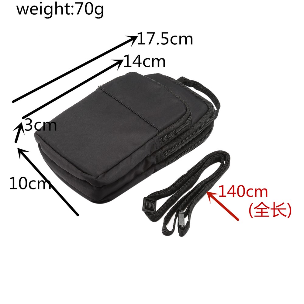 Multi-functional Nylon Leisure Sports Bag Pouch, Inner Size: 17.5 x 10 x 3cm - Black-10