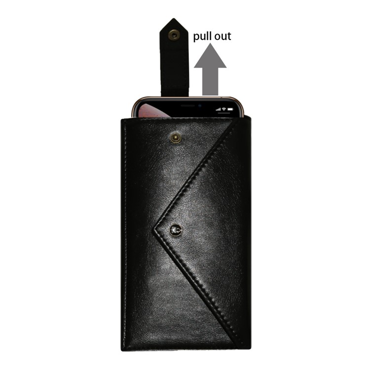 Envelope-shaped PU Leather Wallet Phone Bag Case for 6.5-7.2 inch Smartphones - Black-5