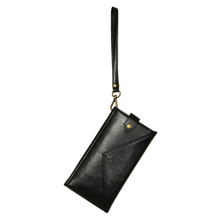 Envelope-shaped PU Leather Wallet Phone Bag Case for 6.5-7.2 inch Smartphones - Black-6