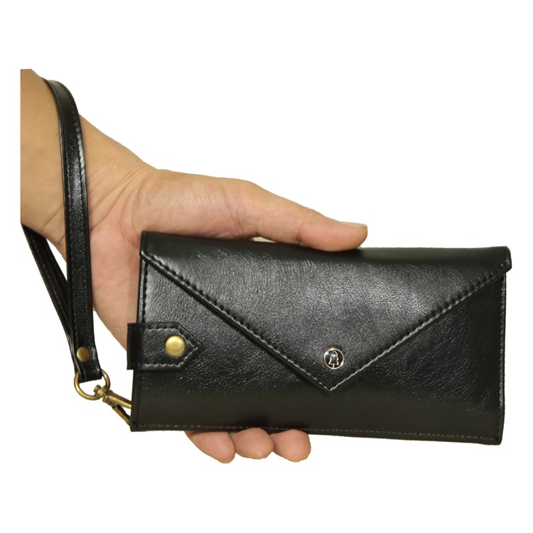 Envelope-shaped PU Leather Wallet Phone Bag Case for 6.5-7.2 inch Smartphones - Black-7