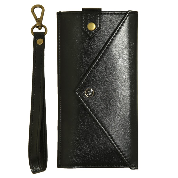 Envelope-shaped PU Leather Wallet Phone Bag Case for 5.5-6.5 inch Smartphones - Black-4