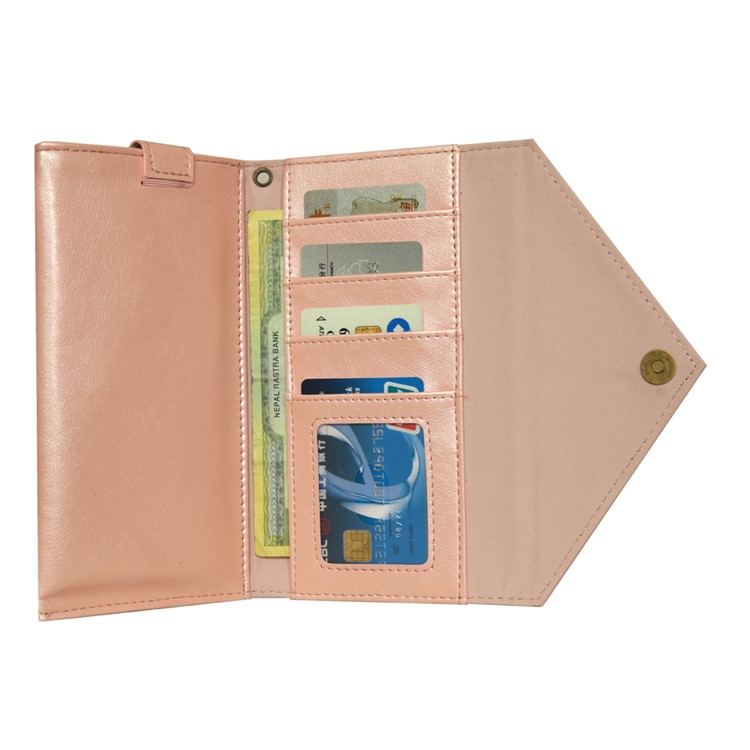 Envelope-shaped PU Leather Wallet Phone Bag Case for 5.5-6.5 inch Smartphones - Rose Gold-3