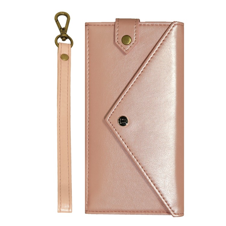 Envelope-shaped PU Leather Wallet Phone Bag Case for 5.5-6.5 inch Smartphones - Rose Gold-4