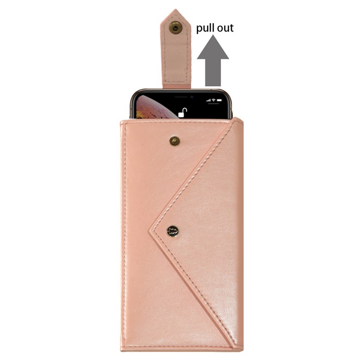 Envelope-shaped PU Leather Wallet Phone Bag Case for 5.5-6.5 inch Smartphones - Rose Gold-5