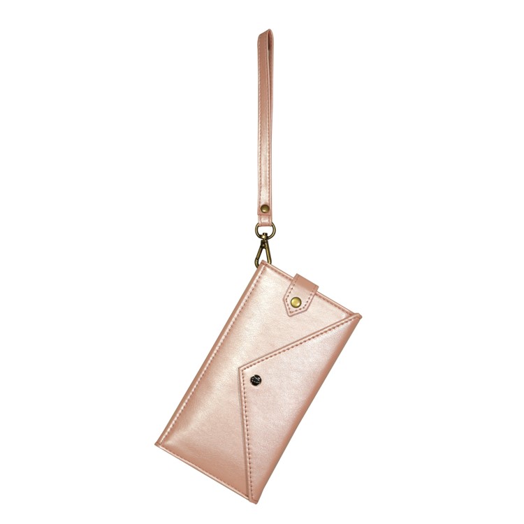 Envelope-shaped PU Leather Wallet Phone Bag Case for 5.5-6.5 inch Smartphones - Rose Gold-6
