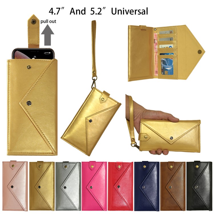 Envelope-shaped PU Phone Bag Leather Wallet Case for 4.7-5.2 inch Smartphones - Black-8