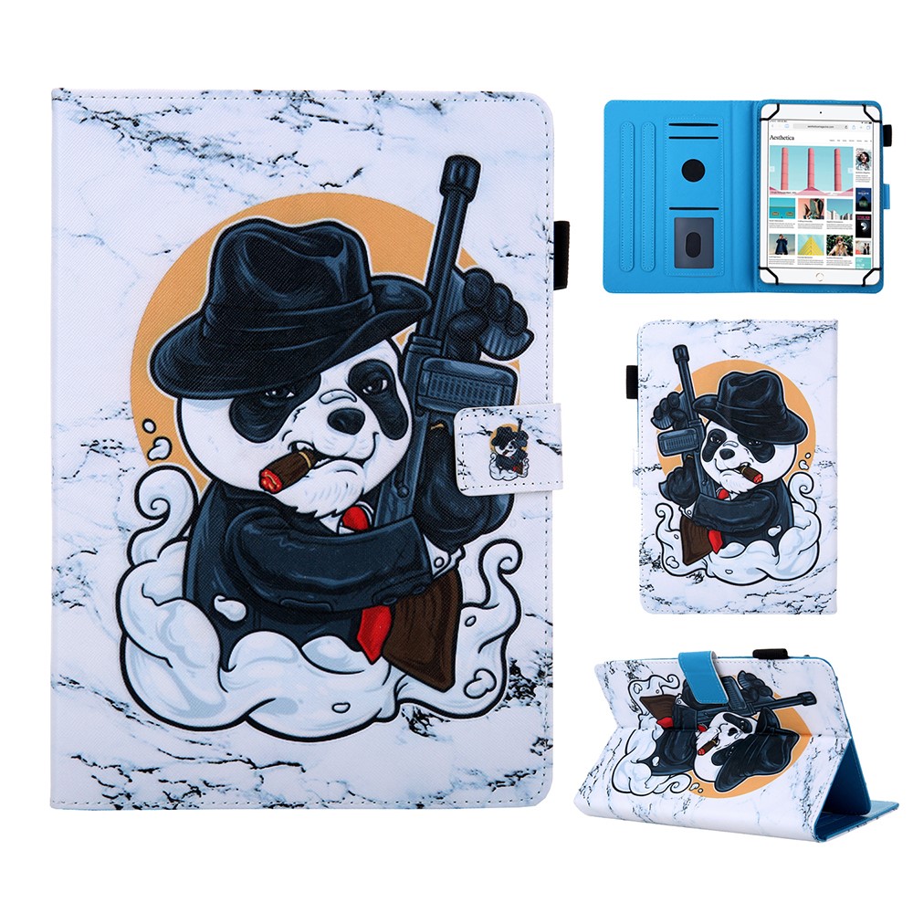 10-inch Universal Pattern Printing PU Leather + TPU Stand Tablet Case for iPad 9.7-inch (2018) Etc. - Panda