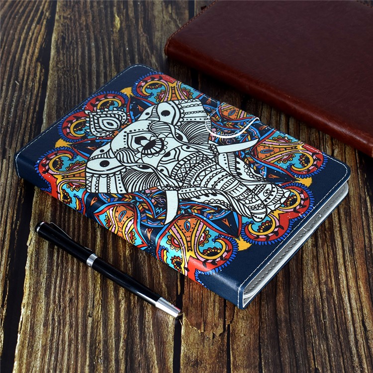 Modèle Universel Impression Coque En Cuir PU Stand Portefeuille Pour Tablettes De 8 Pouces - L'éléphant-12