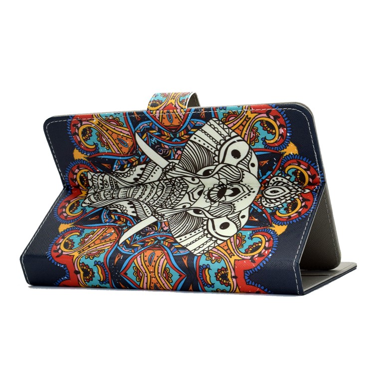 Modèle Universel Impression Coque En Cuir PU Stand Portefeuille Pour Tablettes De 8 Pouces - L'éléphant-4