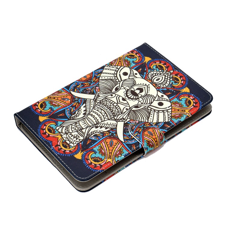Modèle Universel Impression Coque En Cuir PU Stand Portefeuille Pour Tablettes De 8 Pouces - L'éléphant-5
