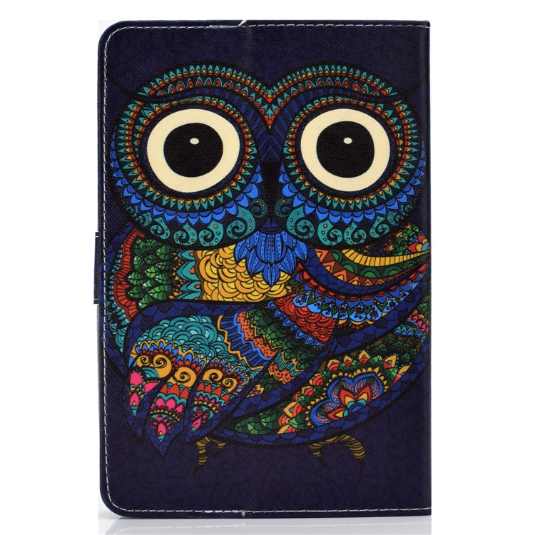 Modèle Universel Impression Coque En Cuir PU Stand Portefeuille Pour Tablettes De 8 Pouces - Hibou-3