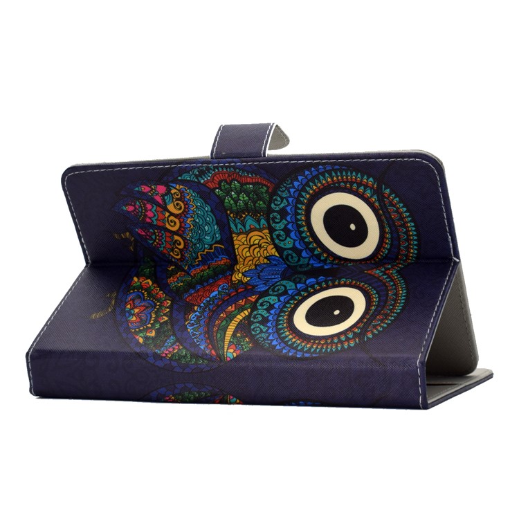 Modèle Universel Impression Coque En Cuir PU Stand Portefeuille Pour Tablettes De 8 Pouces - Hibou-4