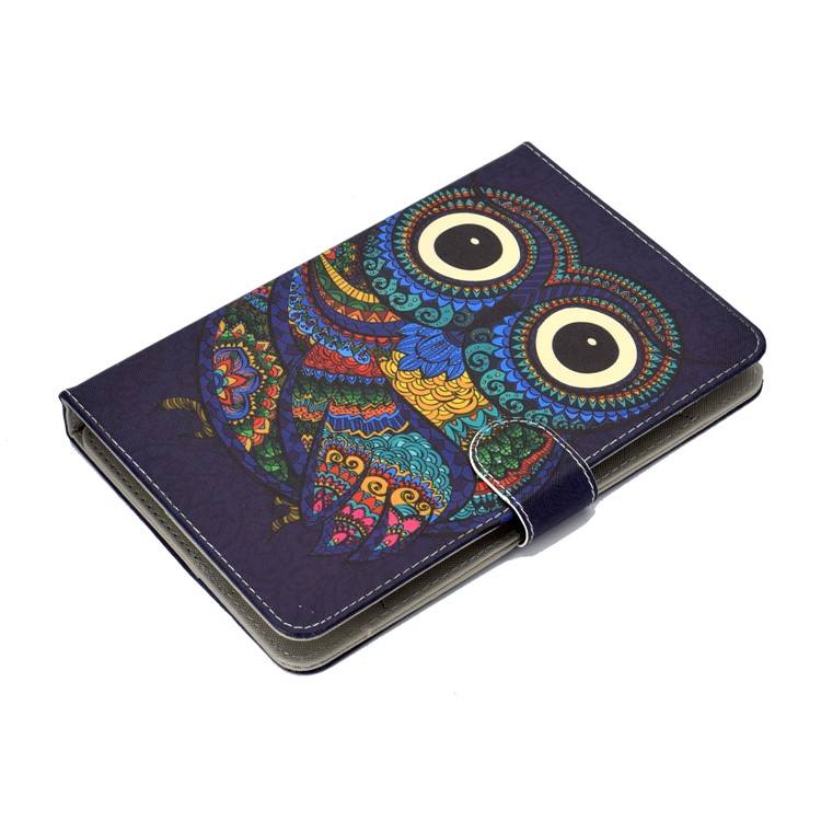 Modèle Universel Impression Coque En Cuir PU Stand Portefeuille Pour Tablettes De 8 Pouces - Hibou-5
