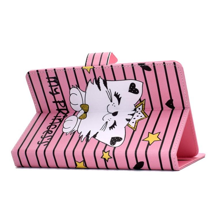 Universal Pattern Printing PU Leather Stand Wallet Shell for 8 inch Tablets - Cat-4