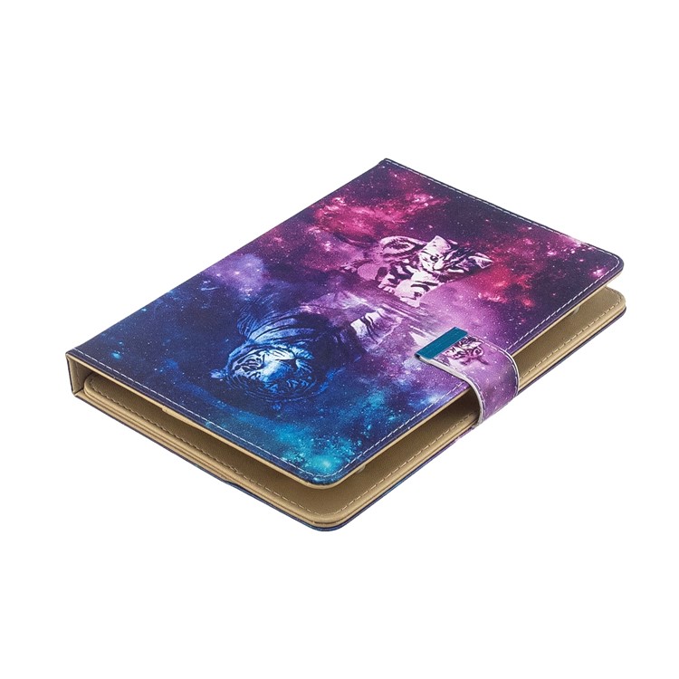 Pattern Printing Universal Wallet Leather Tablet Cover for 8-inch Tablet PC - Cat and Tiger Reflection-4