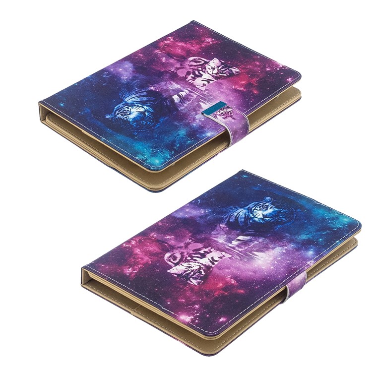 Pattern Printing Universal Wallet Leather Tablet Cover for 8-inch Tablet PC - Cat and Tiger Reflection-8
