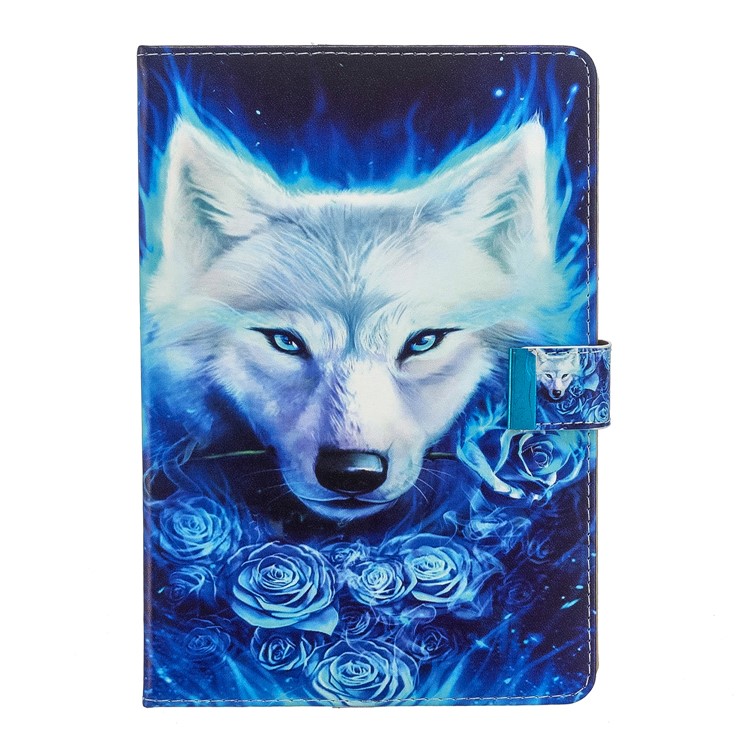 Pattern Printing Universal Wallet Leather Tablet Cover for 8-inch Tablet PC - Wolf-2