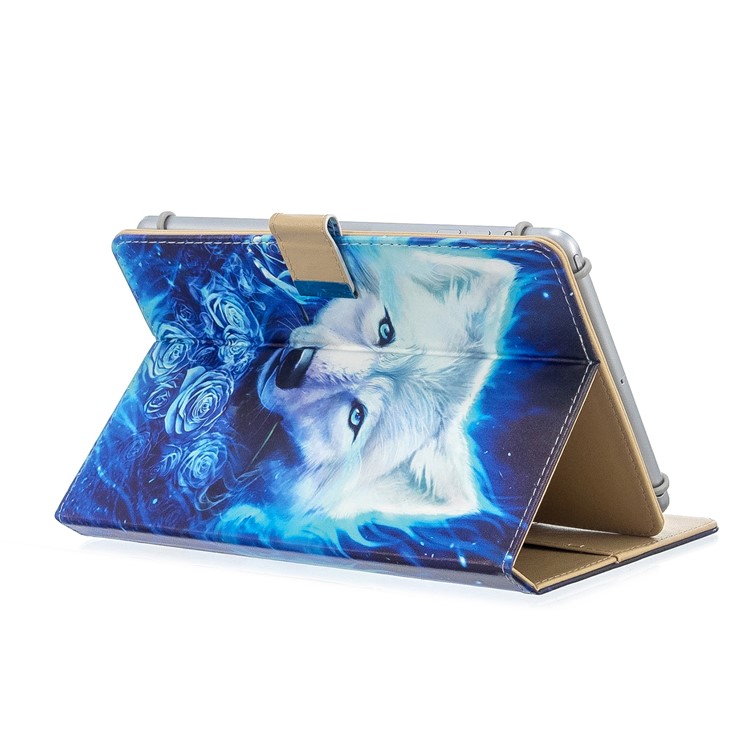 Pattern Printing Universal Wallet Leather Tablet Cover for 8-inch Tablet PC - Wolf-6