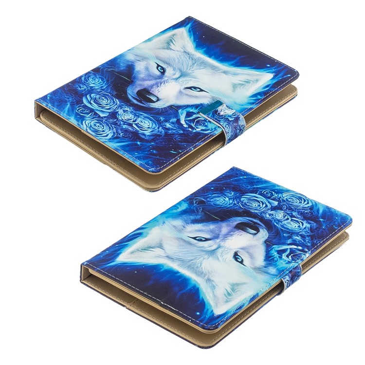 Pattern Printing Universal Wallet Leather Tablet Cover for 8-inch Tablet PC - Wolf-8